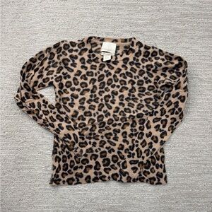 Leopard 100% Cashmere 2-ply leopard Print Sweater